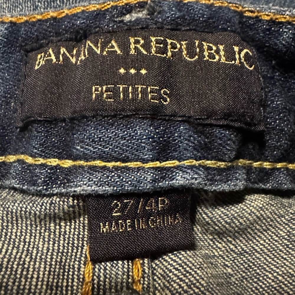 Banana Republic Petite Rolled Cuff Crop Capri Jeans Women's Size 4P Dark Wash - Picture 4 of 4